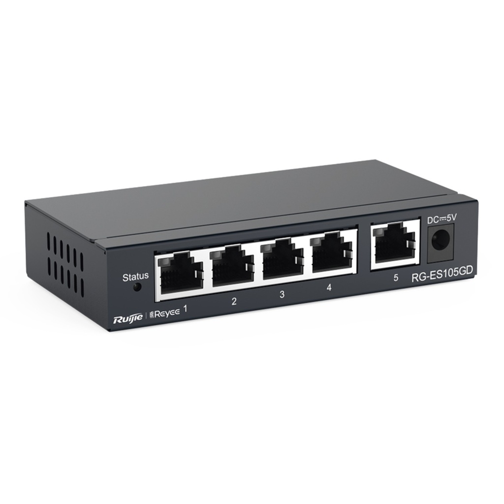 [RG-ES105GD] Ruijie Reyee SMB - Switch No Administrable Sin PoE de 5 Puertos 10/100/1000Mbps