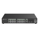 [RG-ES220GS-P] Ruijie Reyee SMB - Switch L2 Administrable PoE con 16 Puertos Gigabit PoE 802.3af/at + 2 SFP para Fibra 1Gb 240W Administración Remota Gratuita en la Nube