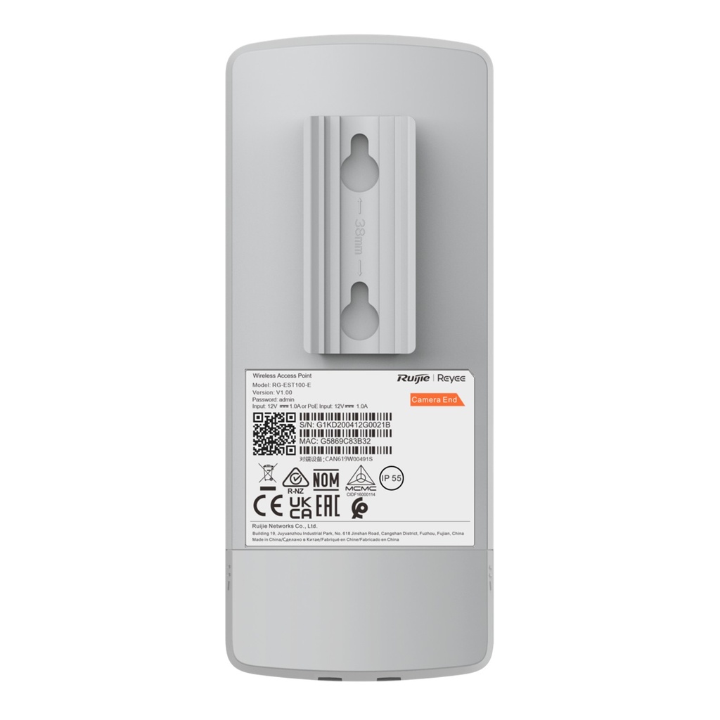 [RG-EST100-E] Ruijie Reyee SMB - Kit Enlace Inalámbrico de 500 Mts Preconfigurado + Ajuste Automático de Potencia hasta 300 Mbps Doble Puerto LAN