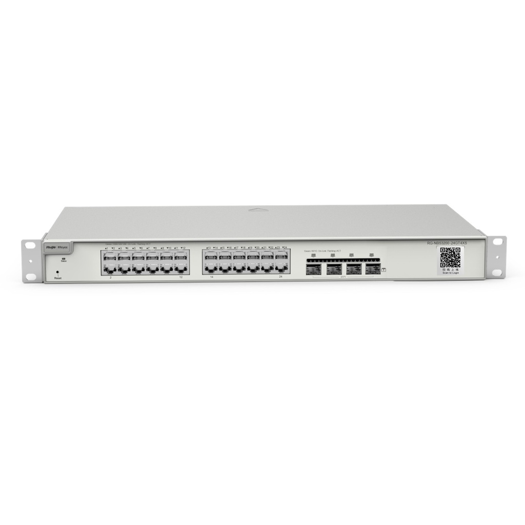 [RG-NBS3200-24GT4XS] Ruijie Reyee SMB - Switch Administrable Capa 2+ Plus con 24 puertos Gigabit 4 Puertos SFP+ para Fibra 10Gb Administración Remota Gratuita en la Nube