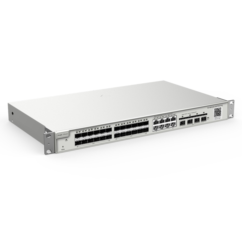 [RG-NBS3200-24SFP/8GT4XS] Ruijie Reyee SMB - Switch Administrable Capa 2+ Plus 24 Puertos SFP con 8 Puertos Ethernet Gigabit y 4 SFP+ Administración Remota Gratuita en la Nube