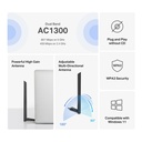 [MA30H]  Mercusys - Adaptador USB Inalambrico WiFi Doble banda de Alta Ganancia AC1300