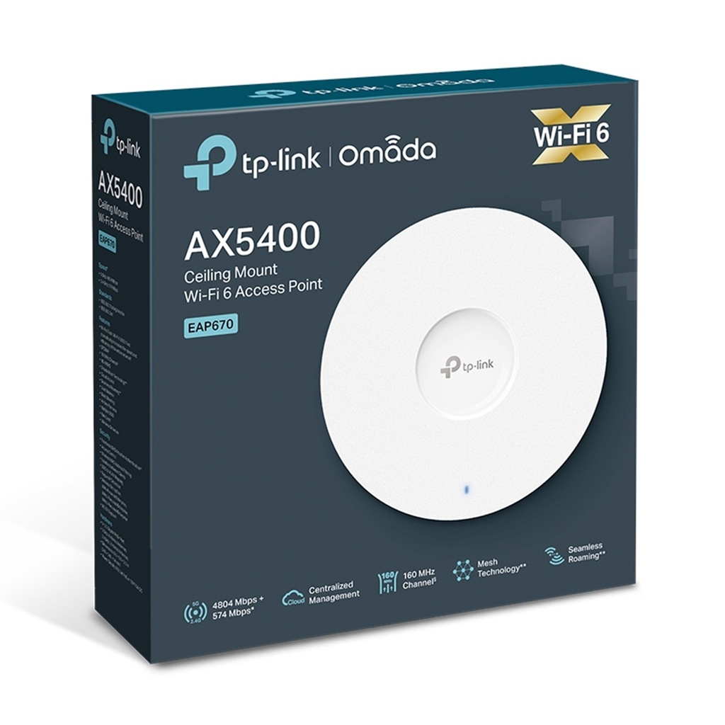 [EAP670] TP-Link - Punto de Acceso WiFi 6 de Montaje en Techo AX5400 Omada Mesh