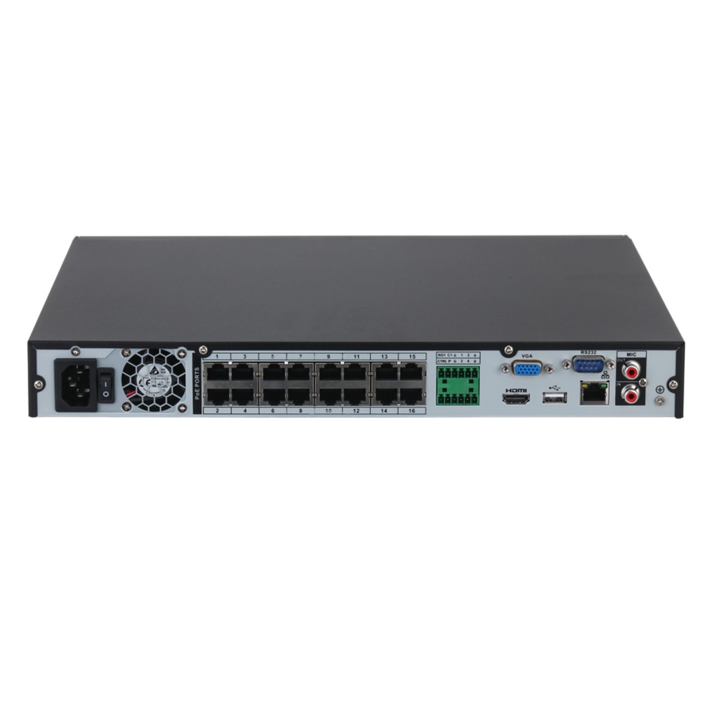 [DHI-NVR2216-16P-4KS3] Dahua - NVR de 16 Canales con 16 PoE y H.265 con Inteligencia Artificial 2 HDD de hasta 20Tb [Serie 2]
