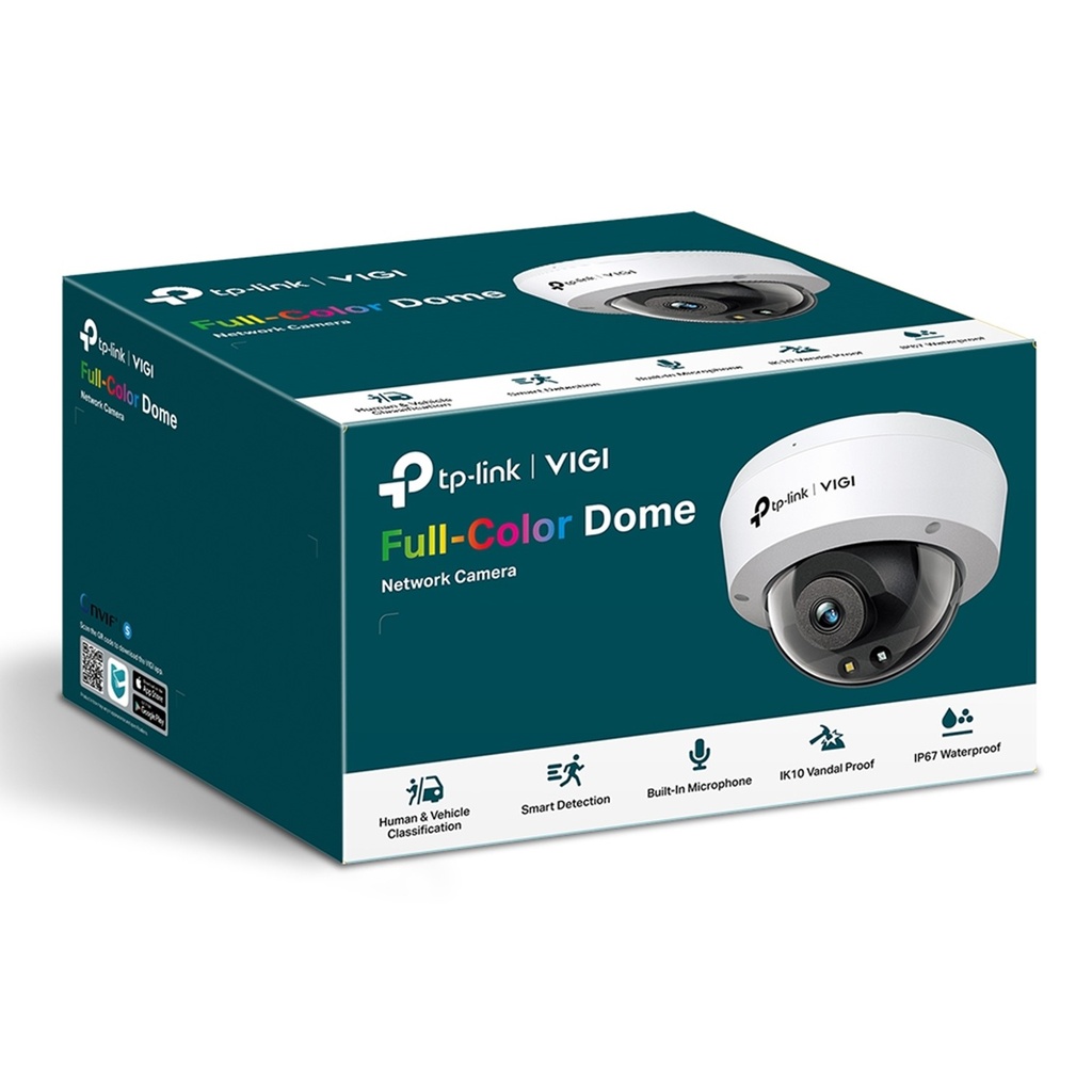 [C240-4] Vigi By TP-Link - Cámara IP Alta Definición [4Mp] Tipo Domo Full Color con Audio PoE y 12V IP67 [Lente 4mm]