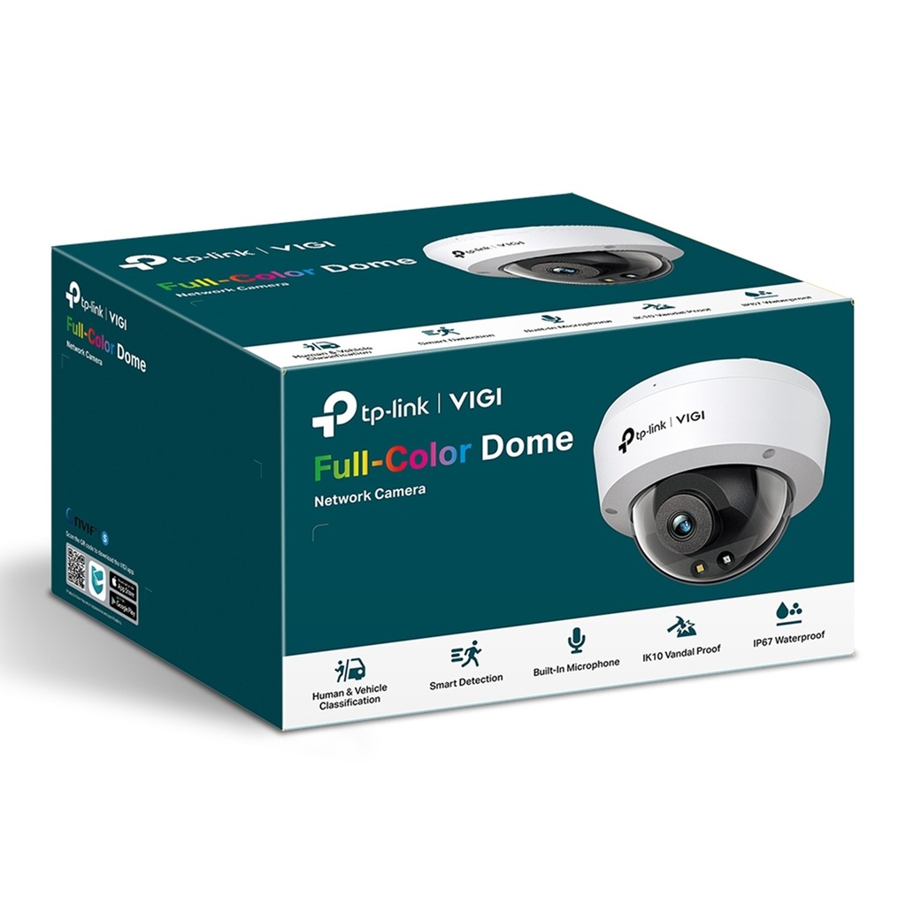[C250-2.8] Vigi By TP-Link - Cámara IP Alta Definición [5Mp] Tipo Domo Full Color con Audio PoE y 12V IP67 [Lente 2.8mm]