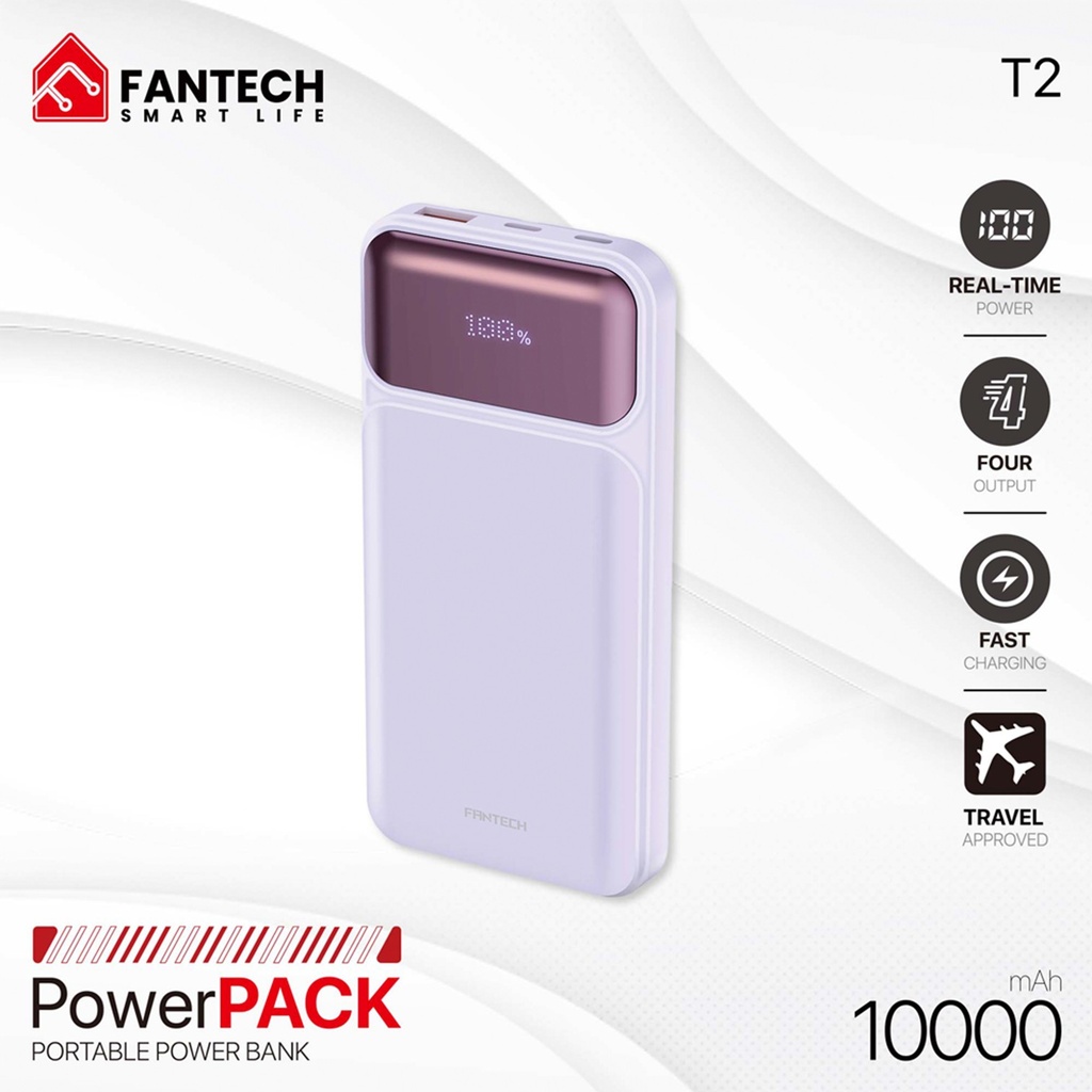 [T2-PURPLE] Fantech - Cargador Portatil Powerpack T2 10.000 mAh 22W [Purpura]