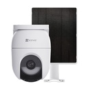 [CS-CB8c/SP-R100] Ezviz - Kit Cámara Domo IP PT Inalambrica con Bateria HD 2K [4MP] WiFi Rotatoria Lente 4mm con Panel SolarExterior/Interior