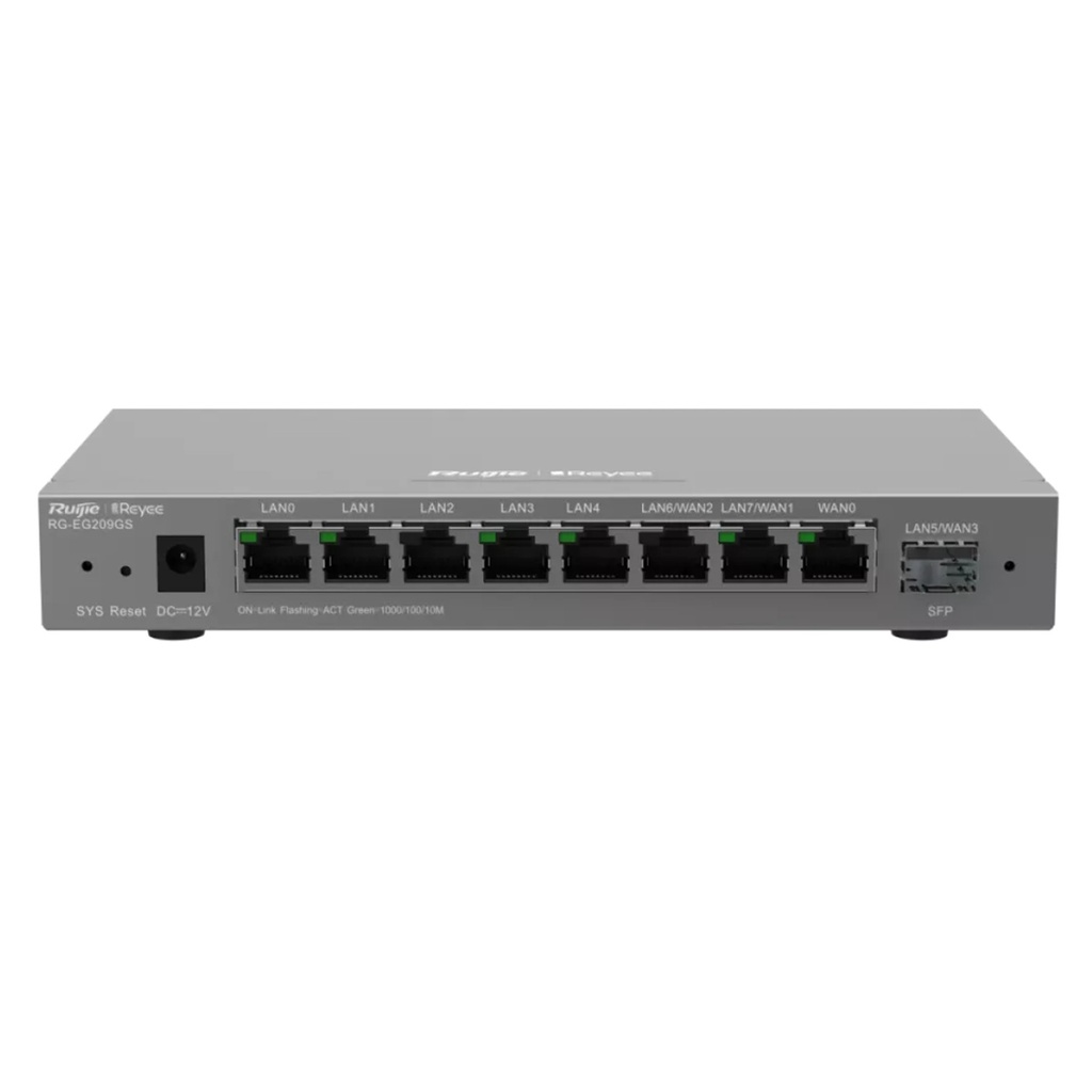[RG-EG209GS] Ruijie - Reyee - Router Balanceador con Función SD-WAN 8 Puertos Gigabit y 1 Puerto SFP Soporta 4x WAN hasta 400 clientes