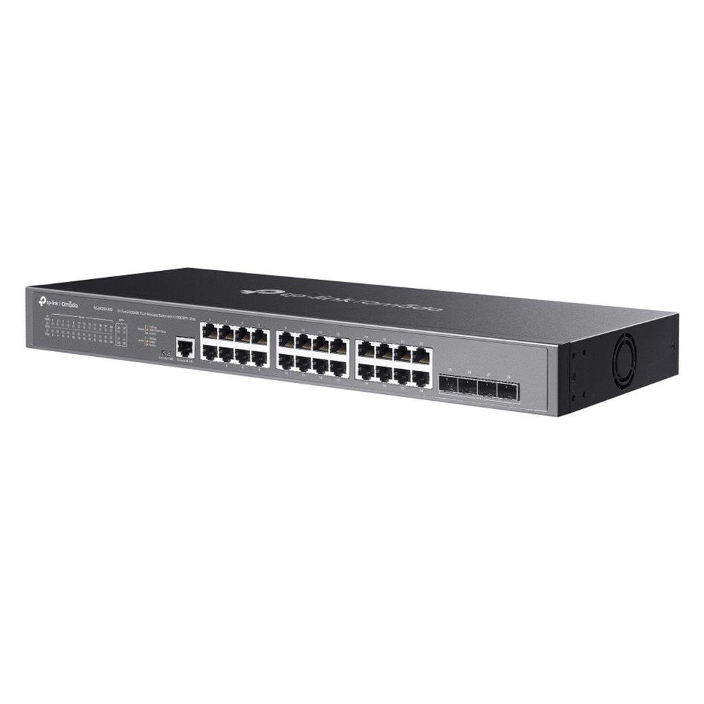 [SG3428X-M2] TP-Link - Switch Administrado L2+ Multi-Gigabit de 24 puertos Puertos Ethernet de 24 x 2.5 Gigabit 4 Puertos SFP+ de 10 Gigabit Ancho de banda de 10G Compatible con Omada SDN