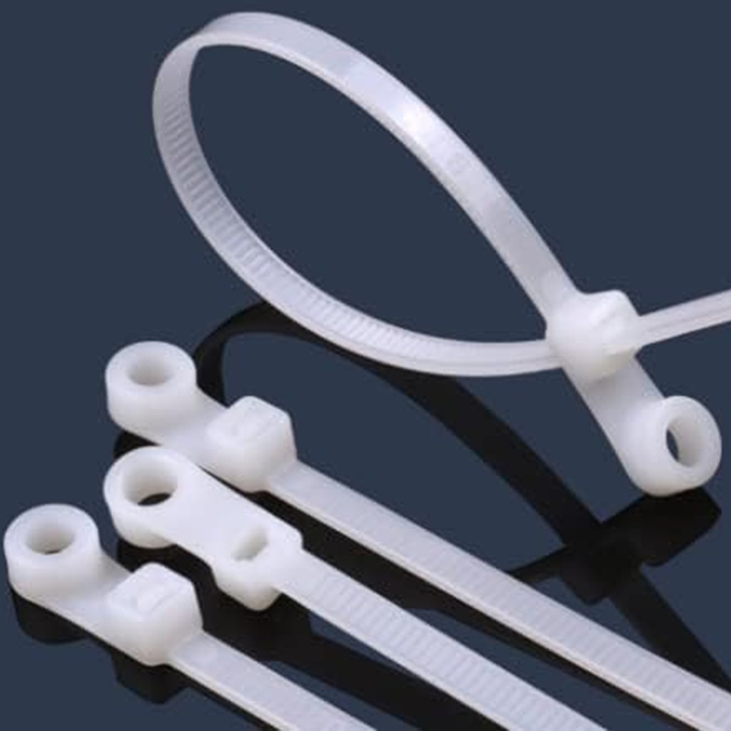 [WP-FPC4-20] Wireplus - Tirrap de Nylon [4mm 20cm] con Cabezal de Sujeción con Tornillo [Blanco] [100 Unidades]