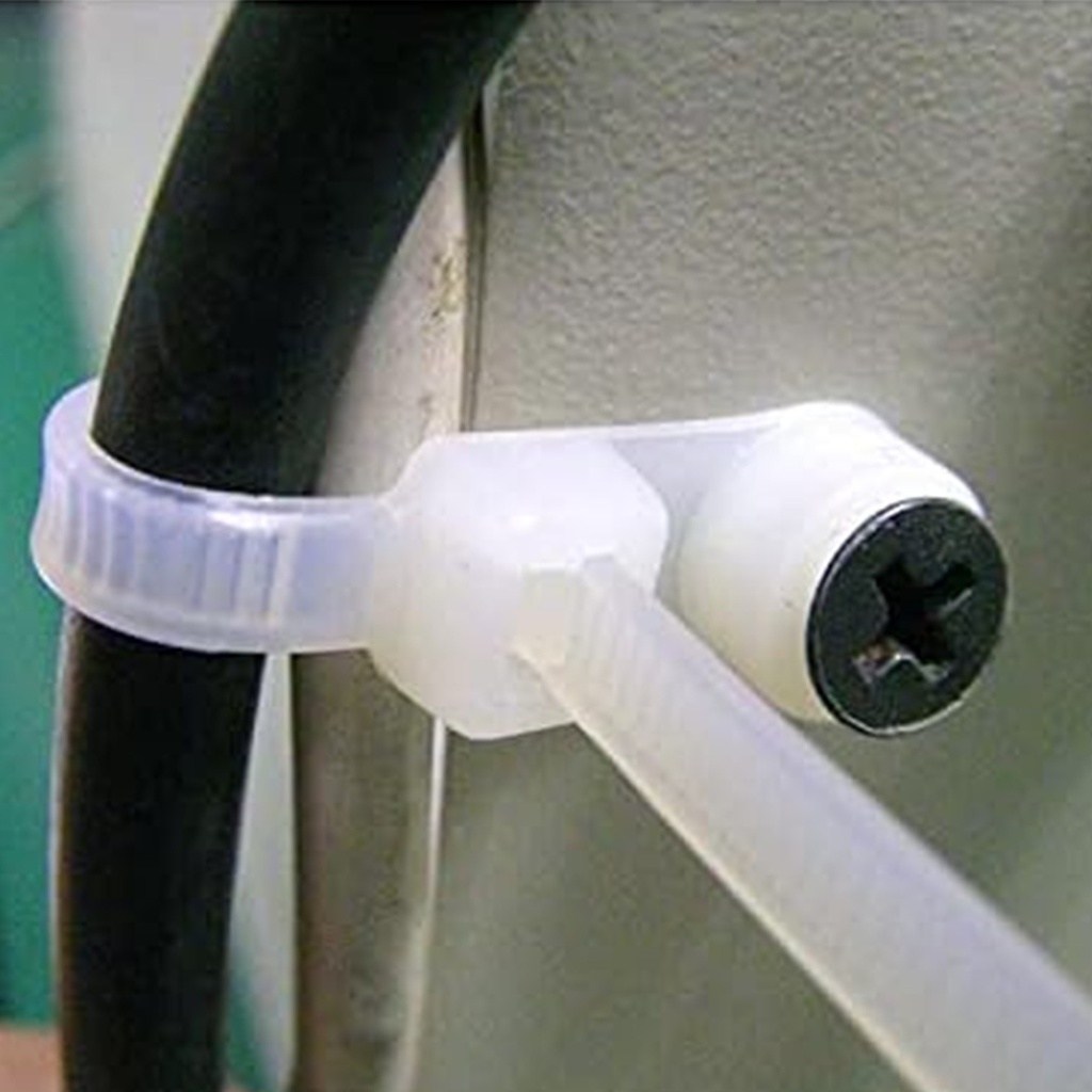 [WP-FPC3-10] Wireplus - Tirrap de Nylon 3mm 10cm con Cabezal de Sujeción para Tornillos [No incluidos] [Blanco] [100 Unidades]