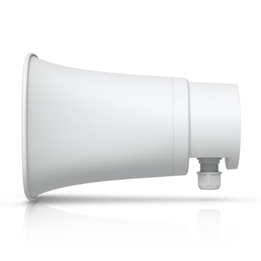 [UP-AI-Horn-Speaker-W] Ubiquiti - Corneta UniFi Protect AI Horn Altavoz IP 120 dB PoE+ Alerta AI Avanzada Montaje Pared Esquina y Poste IP66 [Blanco]