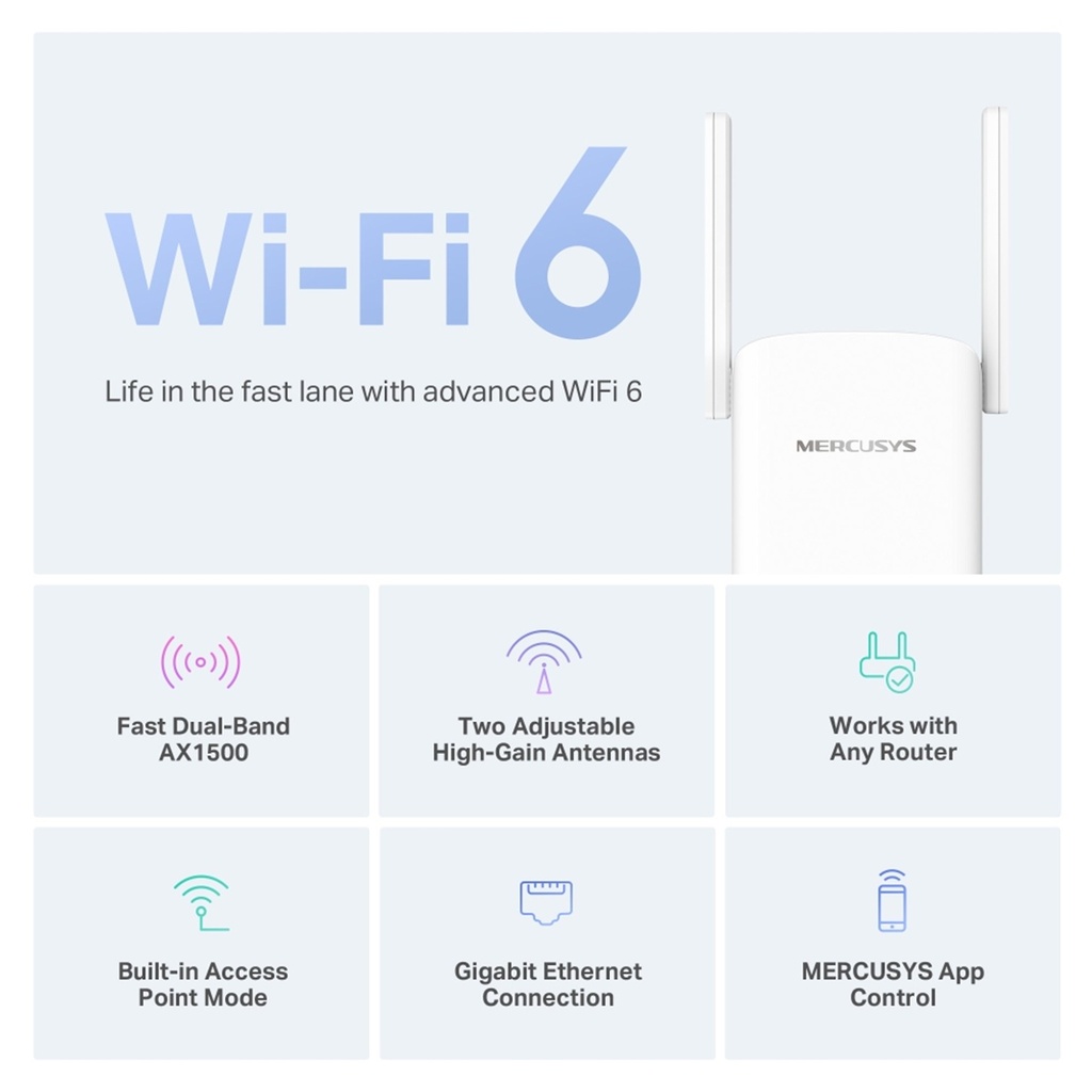 [ME60X] Mercusys - Extensor de Rango WiFi 6 Doble Banda AX1500