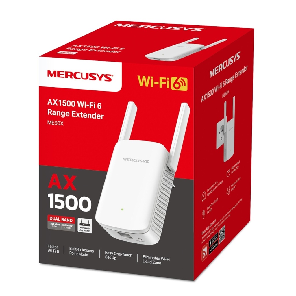 [ME60X] Mercusys - Extensor de Rango WiFi 6 Doble Banda AX1500