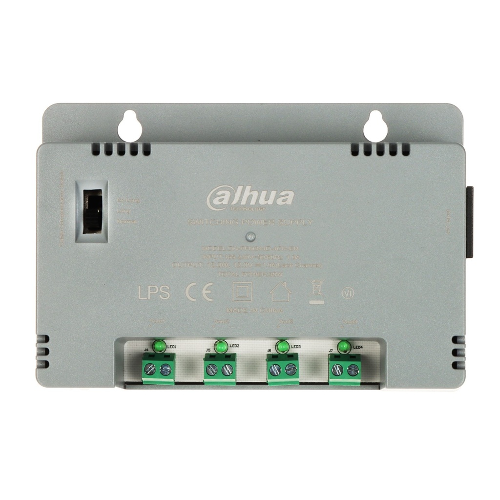 [DH-PFM344D-4CH-US-V2] Dahua - Fuente de Poder con Distribuidor para 4 Canales 12V 2 Amp 30W Voltaje de Salida Ajustable de 12V/13.5V/15V Protección de Voltaje Protección Contra Fuego V-0 Certificación FCC