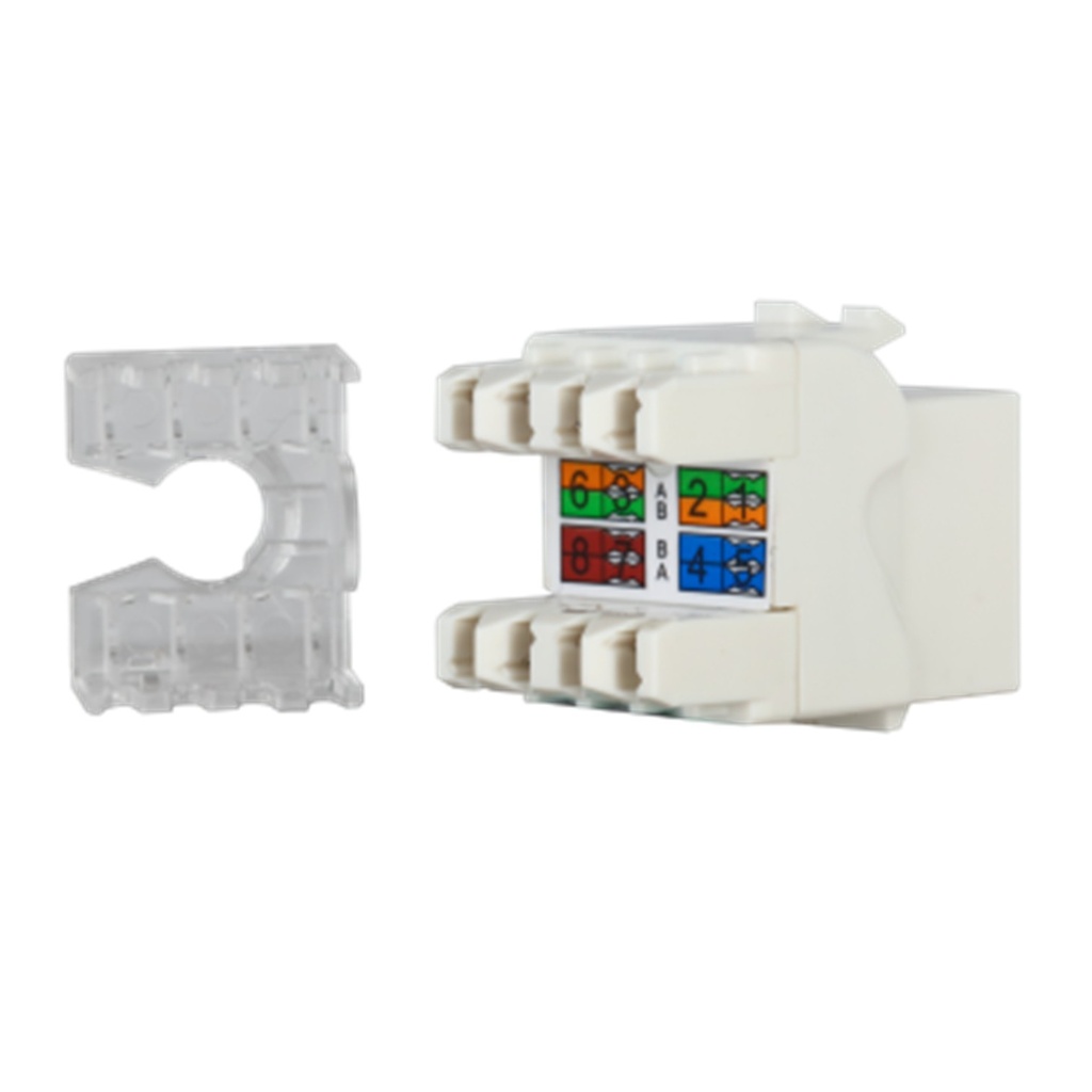 [DH-PFM3970-6U-white] Dahua - Conector Keystone Jack Coupler Sin Blindaje RJ45 CAT6 (Categoria 6) ANSI/TIA568.2-D (Blanco) [Unidad]