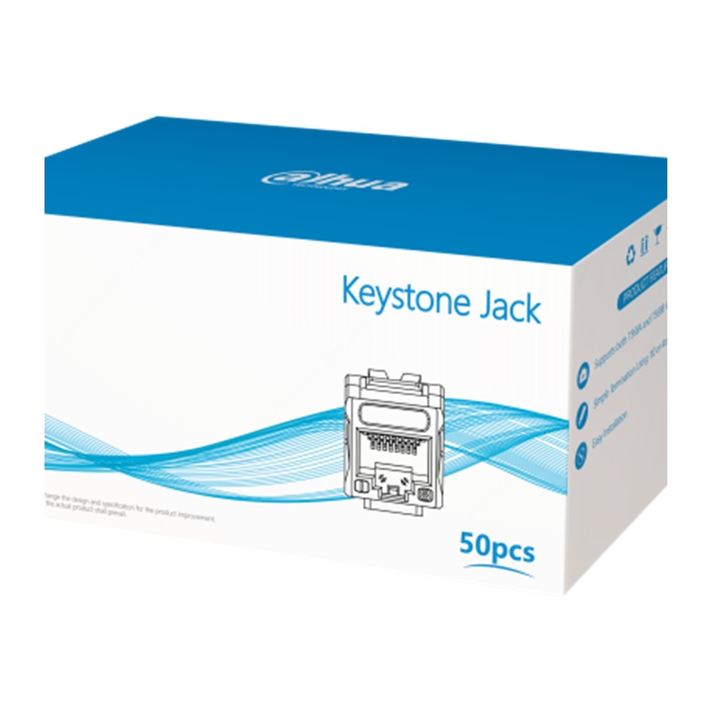 [DH-PFM3970-6U-white] Dahua - Conector Keystone Jack Coupler Sin Blindaje RJ45 CAT6 (Categoria 6) ANSI/TIA568.2-D (Blanco) [Unidad]
