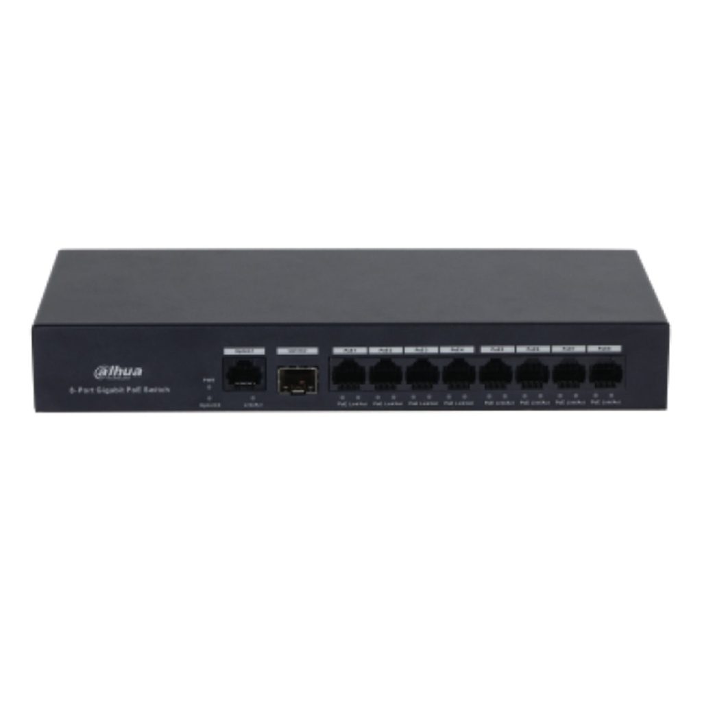[DH-PFS3110-8GT-65] Dahua - Switch PoE para Escritorio de 10 Puertos con 8 Puertos PoE (Gigabit) 1 Puerto Uplink (Gigabit) y 1 Puertos SFP (Gigabit) Carcasa Metálica Total PoE 65W [No Administrable]