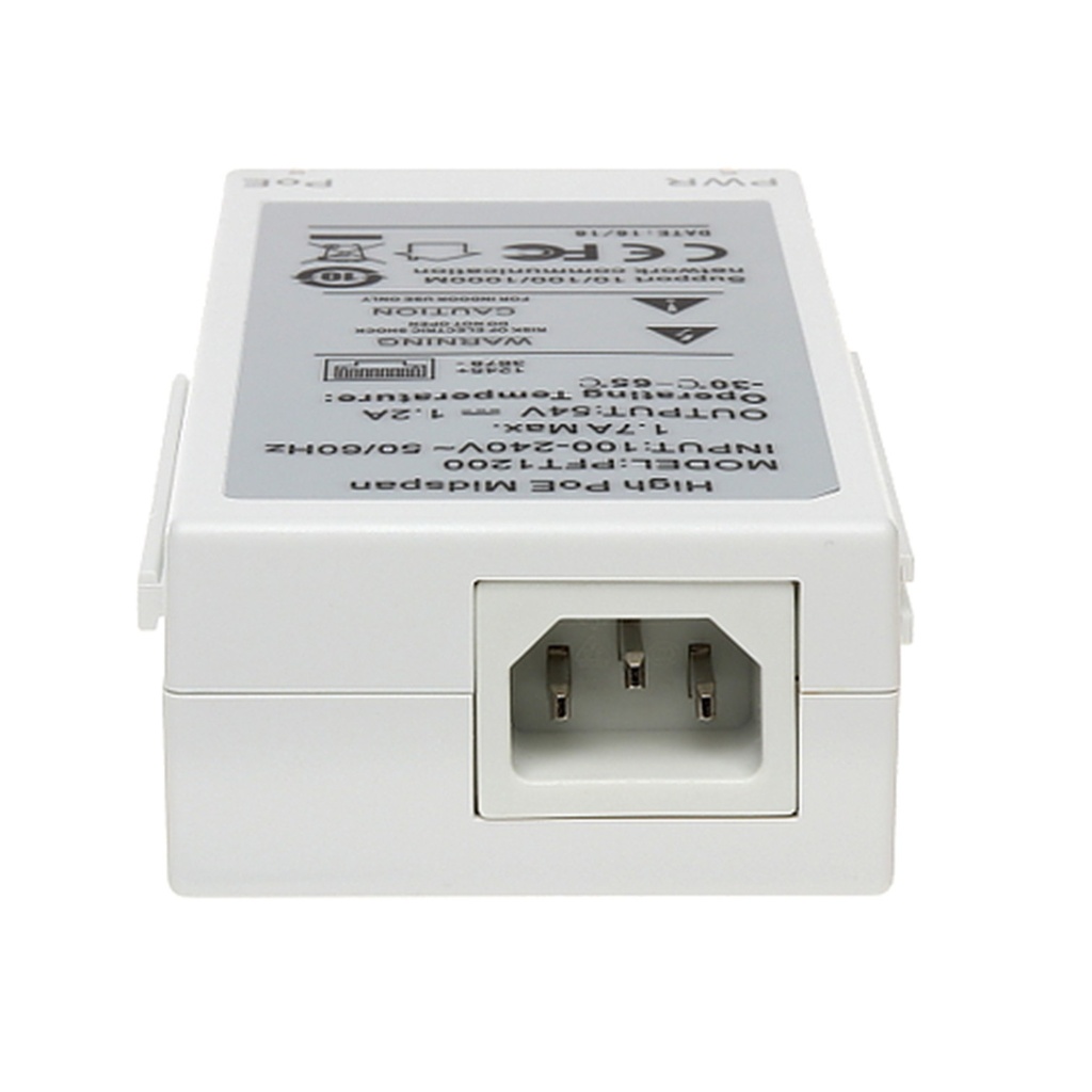 [DH-PFT1200] Dahua - Inyector Hi-Poe Midspan Gigabit Soporta PoE PoE+ Hi-PoE 60W para PTZ Indicadores Led de Status Funciona con Extensor PFT1300 para conexión en Cascada