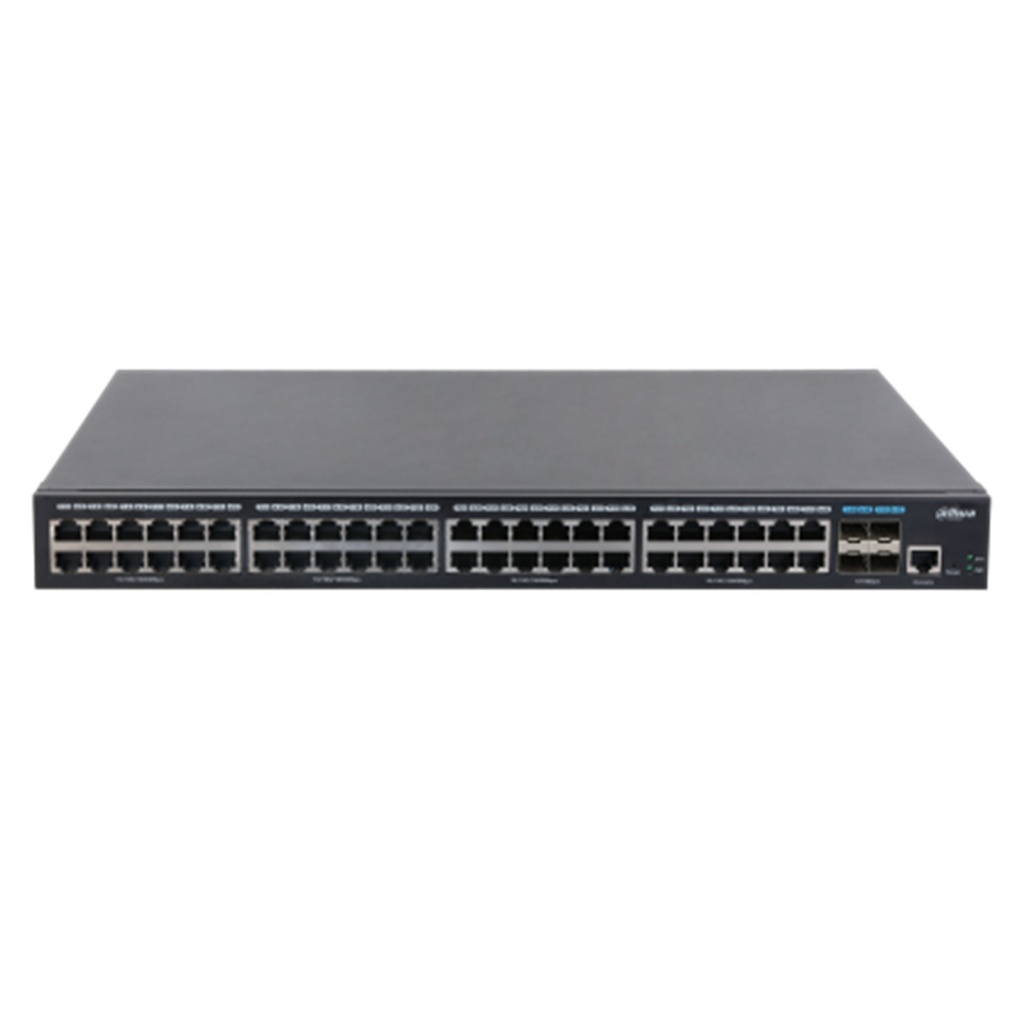 [c] Dahua - Switch Cloud L2+ PoE de 52 Puertos con 48 Puertos RJ-45 PoE (Gigabit)  y 4 Puertos SFP+ (1/10 Gbps) Gestión en la Nube Carcasa Metálica Total PoE 750W [Administrable]