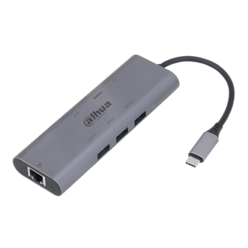 [DH-TC38] Dahua - Estación de Acoplamiento (8 en 1) USB 3.1 Tipo C a USB 3.0 + HDMI + RJ45 + SD/TF + PD Admite 3 puertos USB 3.0 Conexión Plug and Play Carcasa Metálica