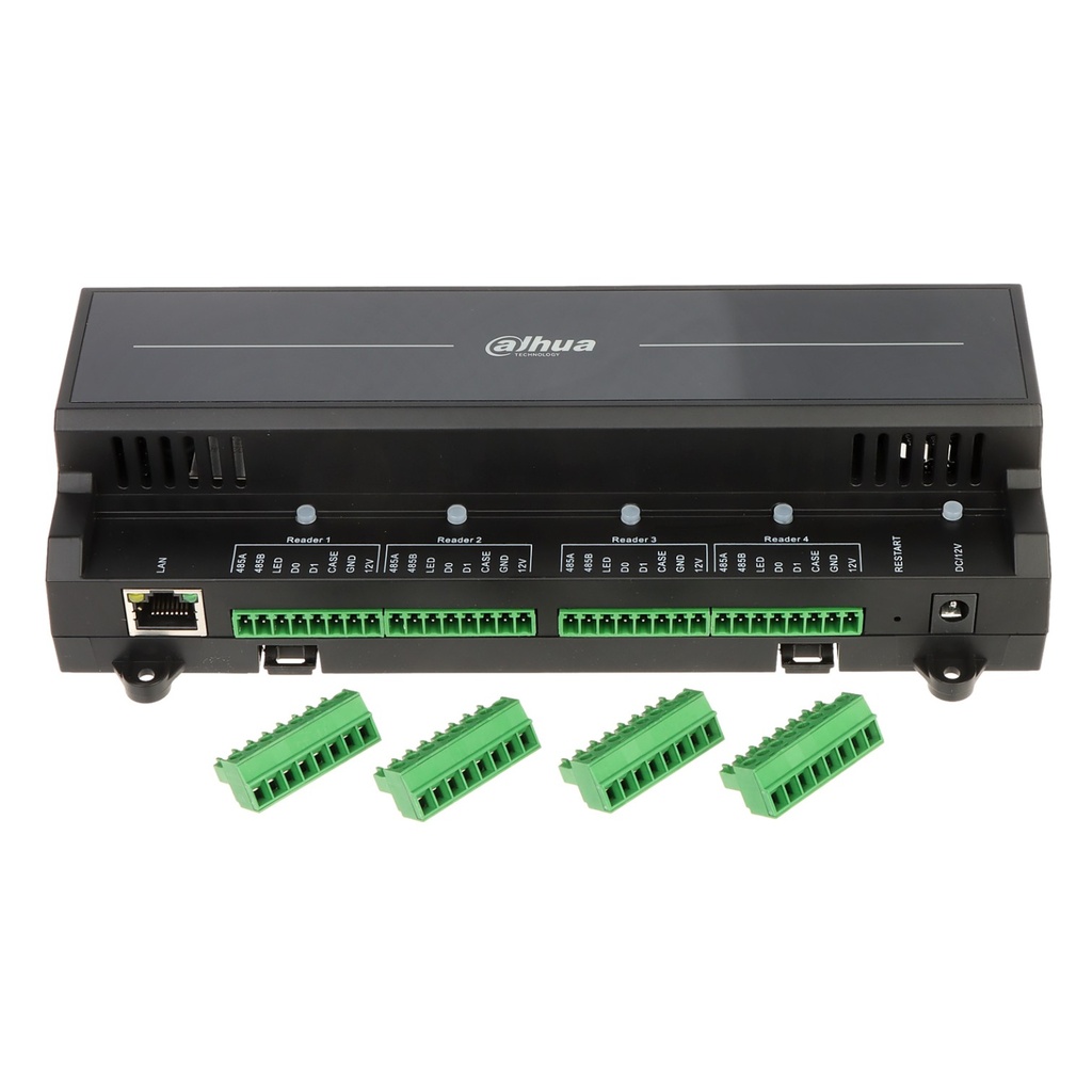 [DHI-ASC2202B-D] Dahua - Panel de Control de Acceso de 2 Puertas y 4 Lectoras (Admite 100.000 Usuarios 3.000 huellas 100.000 Tarjetas y 500.000 registros) Con Interlock Anti-passback Desbloqueo Remoto TCP/IP RS-485 y Wiegand PoE para Interiores