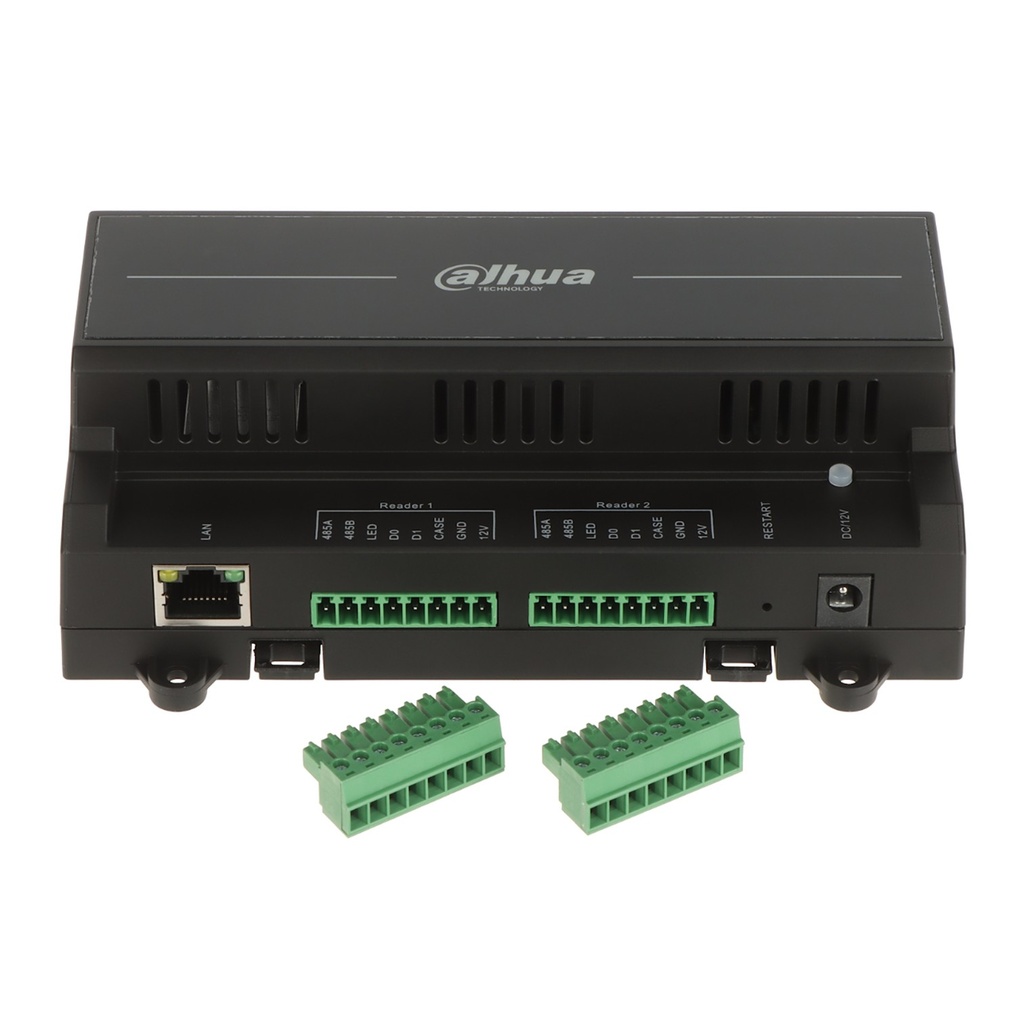 [DHI-ASC2202B-S] Dahua - Panel de Control de Acceso de 2 Puertas y 2 Lectoras (Admite 100.000 Usuarios 3.000 huellas 100.000 Tarjetas y 500.000 registros) Con Interlock Anti-passback Desbloqueo Remoto TCP/IP RS-485 y Wiegand PoE para Interiores