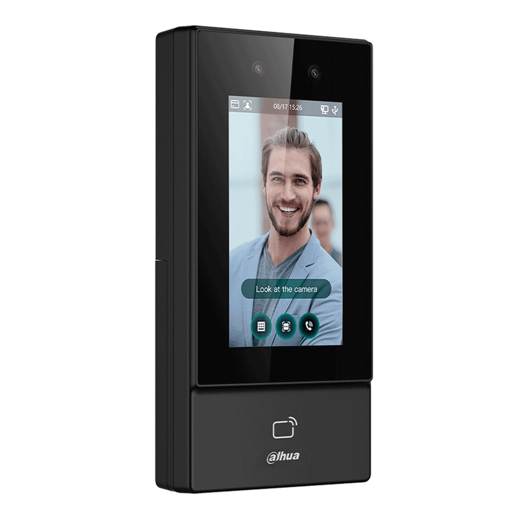 [DHI-ASI6213S-D] Dahua - Control de Acceso con Pantalla Táctil de 4.3" y Reconocimiento Facial (6.000 Usuarios 6.000 Rostros 10.000 Tarjetas ID 6.000 Claves 300.000 Registros) Comunicación TCP/IP y Wi-Fi para Interiores y Exteriores [Serie FACT]