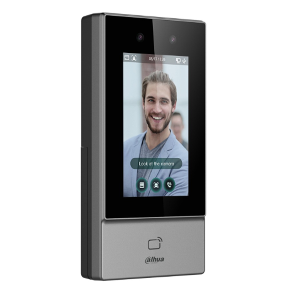 [DHI-ASI6213S-PW] Dahua - Control de Acceso con Pantalla Táctil de 4.3" y Reconocimiento Facial (6.000 Usuarios 6.000 Rostros 10.000 Tarjetas IC Mifare 6.000 Claves) Puerto PoE Comunicación TCP/IP y Wi-Fi para Interiores y Exteriores [Serie FACT]