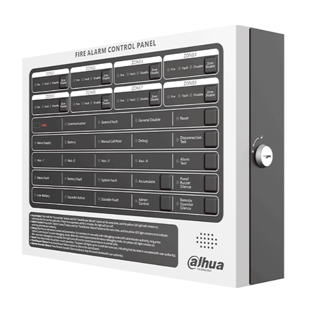 [DHI-HY-C102-8] Dahua - Panel de Control de Alarma Contra Incendios Convencional de 8 Zonas Interfaz Ethernet Interfaz RS-485 Alimentación principal de 90 VCA a 270 VCA [WisuAlarm]