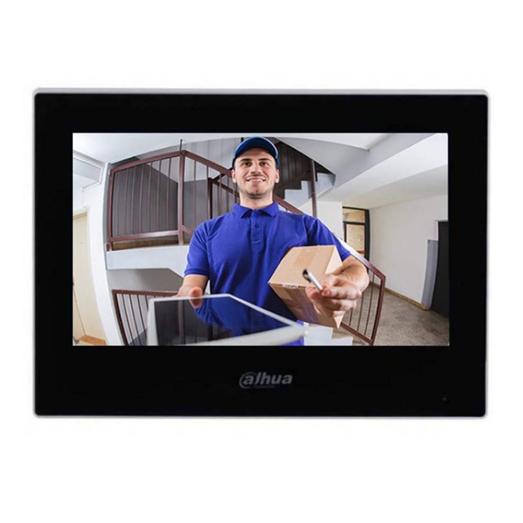 [DHI-KTW02] Dahua - Kit de Videoportero con Puerto PoE IP y Wi-Fi Monitor de 7" Frente de Calle con Camara de [2Mp] Ranura MicroSD hasta (max. 256 GB) Apertura de Puerta Soporta Hasta 3000 Tarjetas IC Mifare