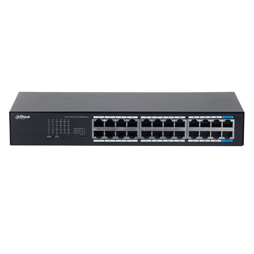 [DH-S3024-24GT] Dahua - Switch para Montaje en Rack de 24 Puertos con 24 Puertos (Gigabit) Carcasa Metálica [No Administrable]