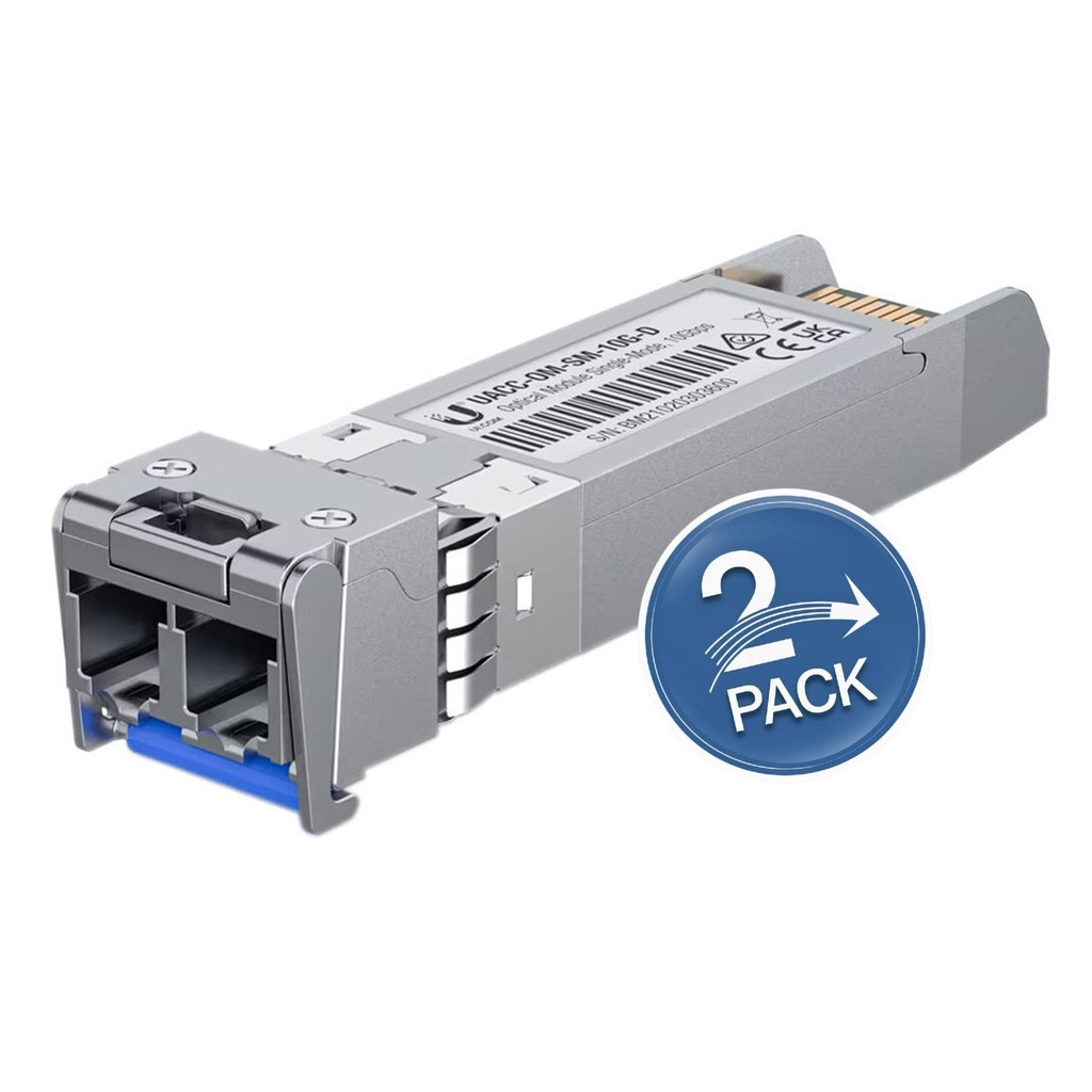 [UACC-OM-SM-10G-D-2] Ubiquiti - UFiber Módulo SFP+ 10G Transceptor MiniGibic MonoModo 10 Gbps Distancia 10 km Conectores LC [2 Unidades]