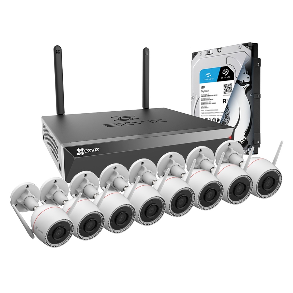 [KITCAM15] Ezviz - Kit Cámaras de Seguridad Inalambricas 8CH NVR X5S + 8 Bullet C3TN HD [3MP] + 1Tb