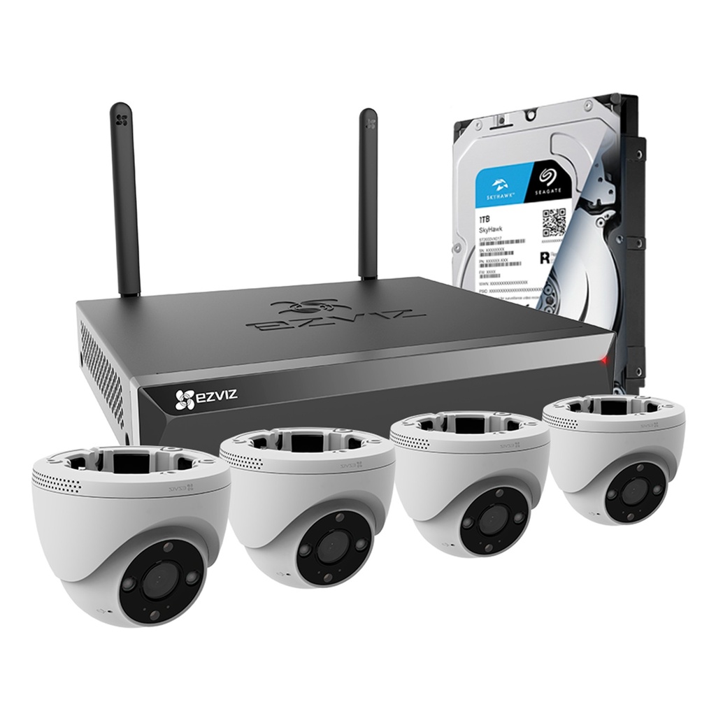 [KITCAM16] Ezviz - Kit Cámaras de Seguridad Inalambricas 8CH NVR X5S + 4 Domo H4 HD [3MP] + 1Tb
