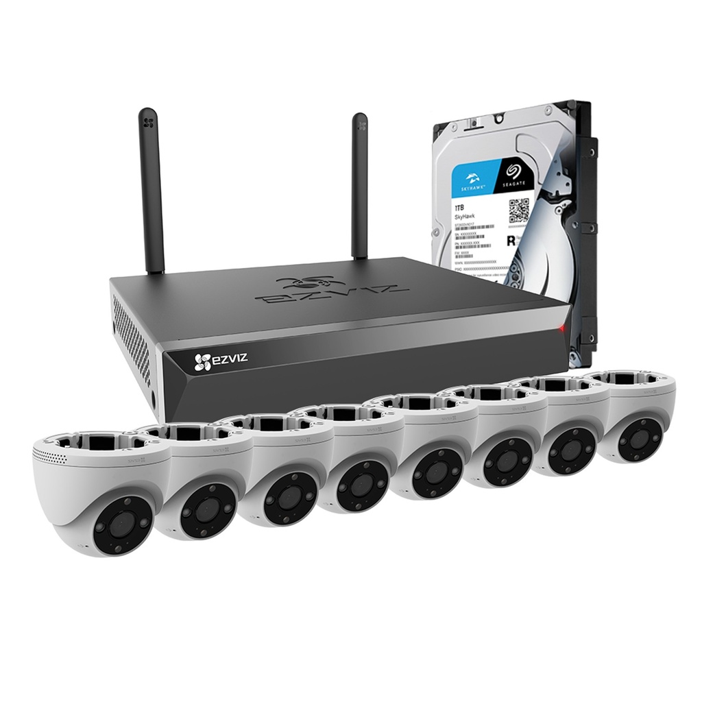 [KITCAM17] Ezviz - Kit Cámaras de Seguridad Inalambricas 8CH NVR X5S + 8 Domo H4 HD [3MP] + 1Tb