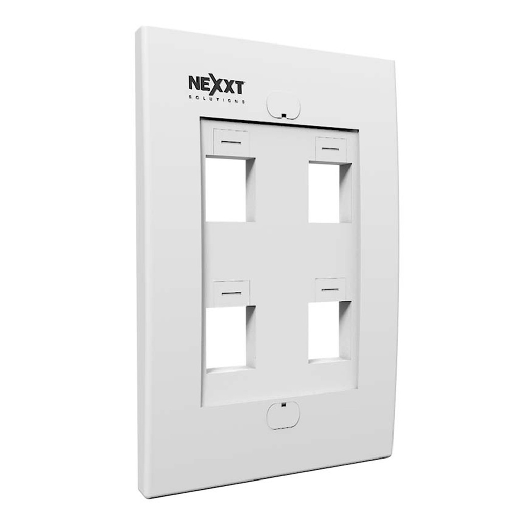 [AW160NXT04] Nexxt - Face Plate Placa Frontal de Pared para Keystone 4 Puertos [Blanco]