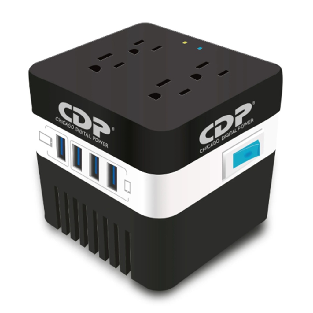 [RU-AVR604] CDP - Regulador de Voltaje Automático de 600Va Cargador USB de 4 Puertos y 4 Salidas Reguladas NEMA 5-15