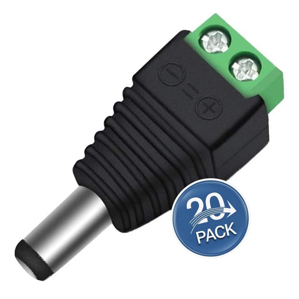 Conector 12V Macho 2.1mm [20 Unidad]