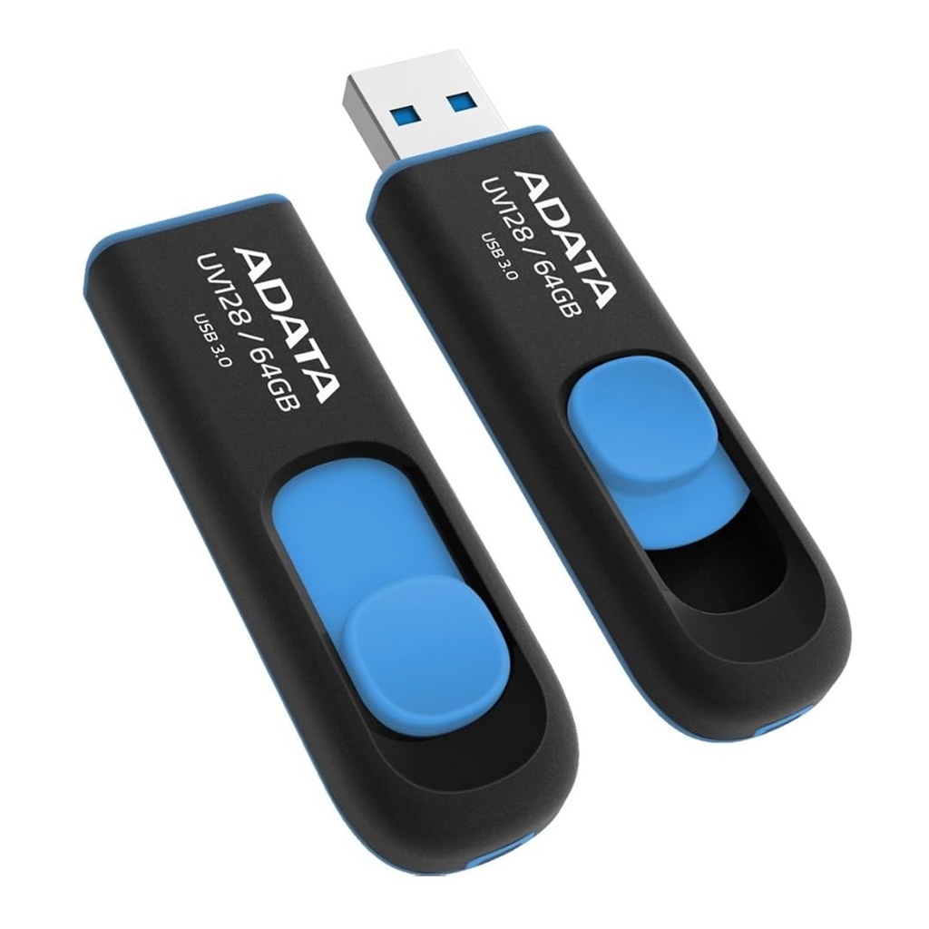 [AUV128-64G-RBE] Adata - Memoria Pendrive USB DashDrive UV128 64GB USB 3.0 [Negro/Azul]