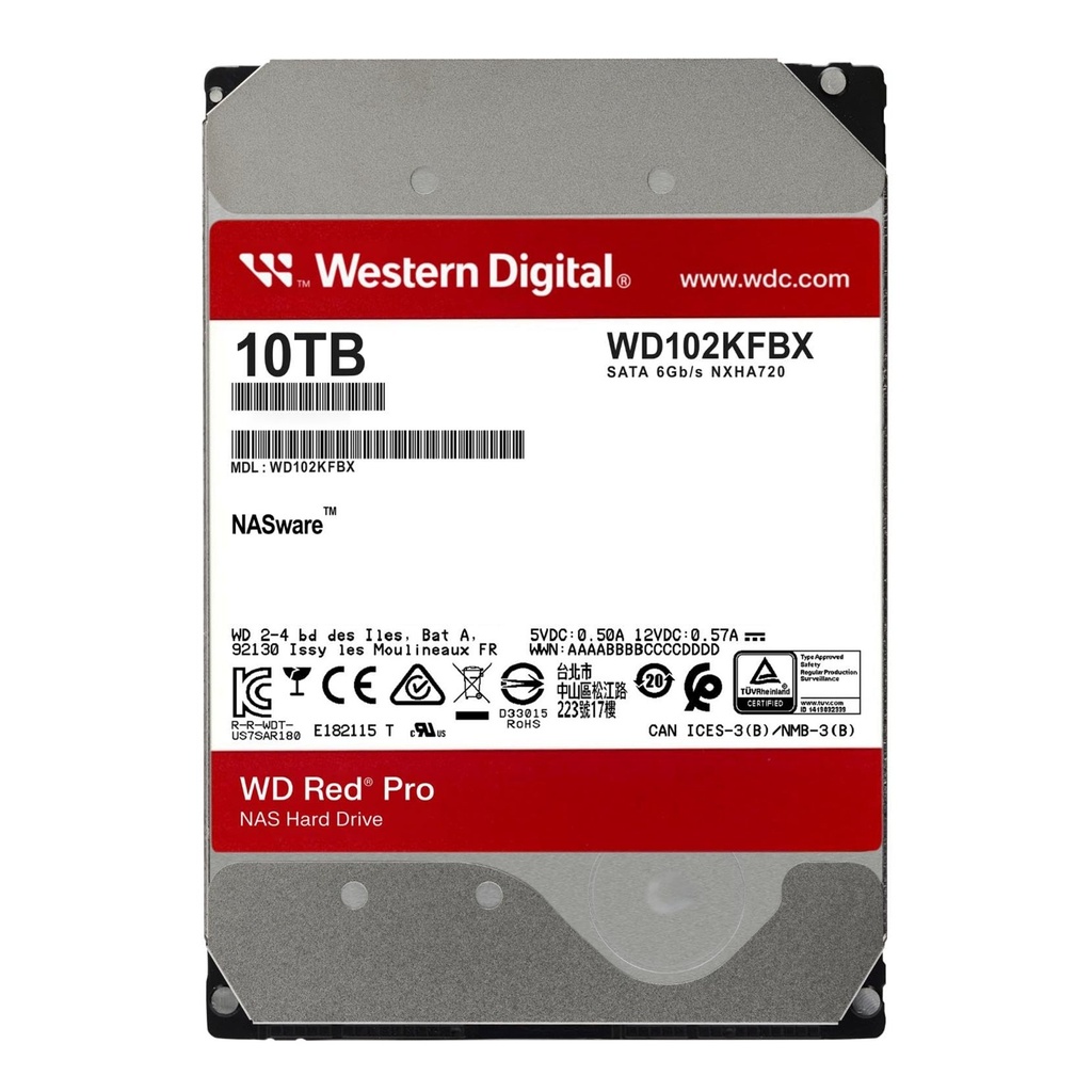 [WD102KFBX] Western Digital - Disco Duro RED 10TB SATA3 256MB 7200 RED NAS PRO