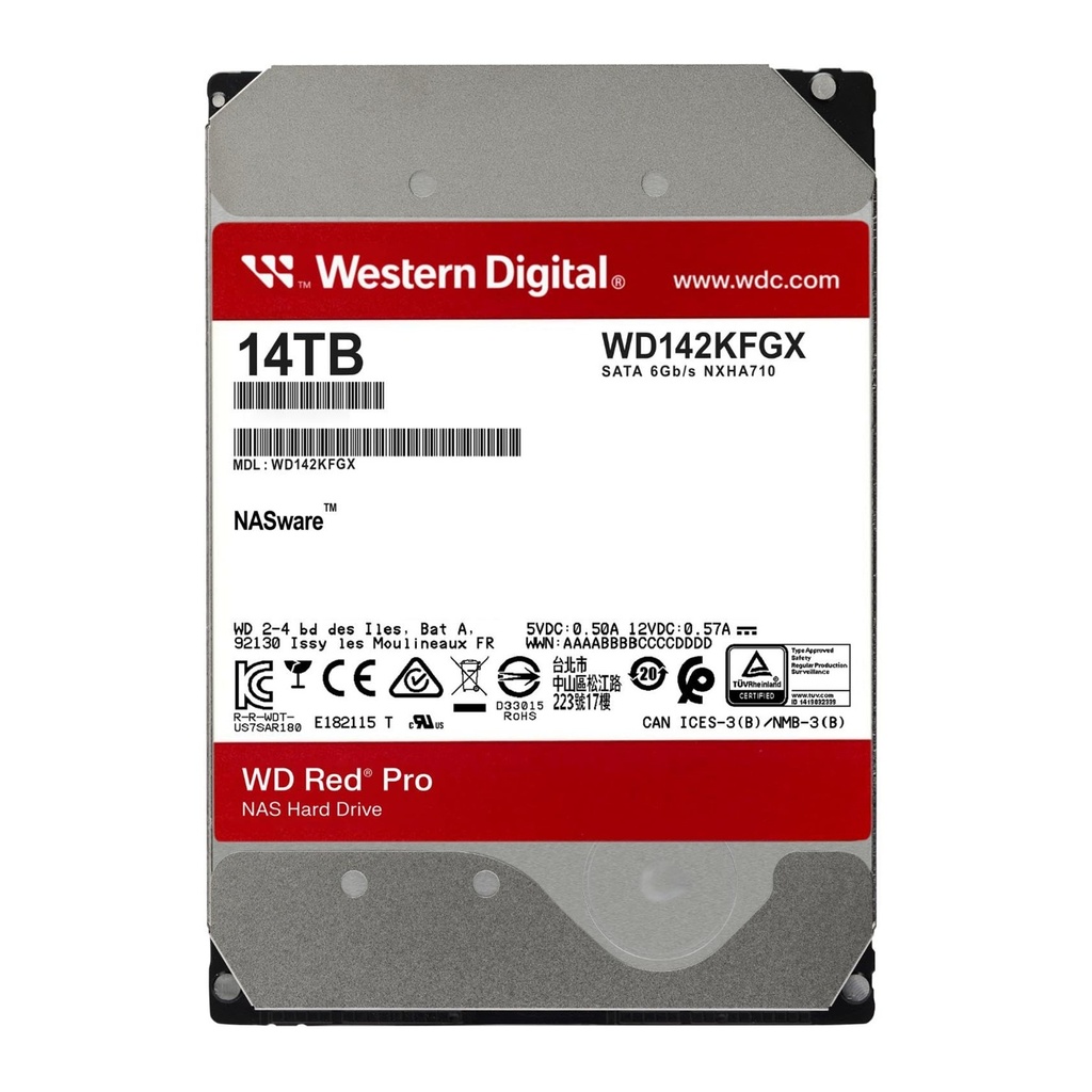 [WD142KFGX] Western Digital - Disco Duro RED PRO 14TB SATA3  512MB 7200 RED NAS PRO