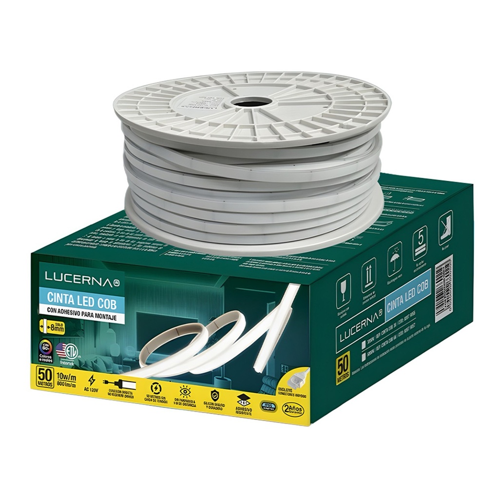 [CINTA-COB-6K] Lucerna - Cinta Cob LED  120V 6K + 10 Conectores [50 Metros]