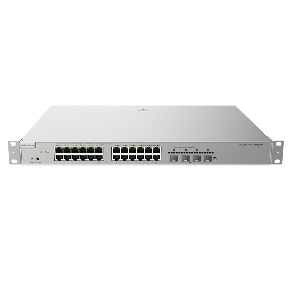 [RG-NBS5200-24GT4XS-P] Ruijie/Reyee - SME Switch Administrable L2 PoE con 24 Puertos Gigabit PoE 802.3af/at + 4 SFP+ para Fibra 10Gb