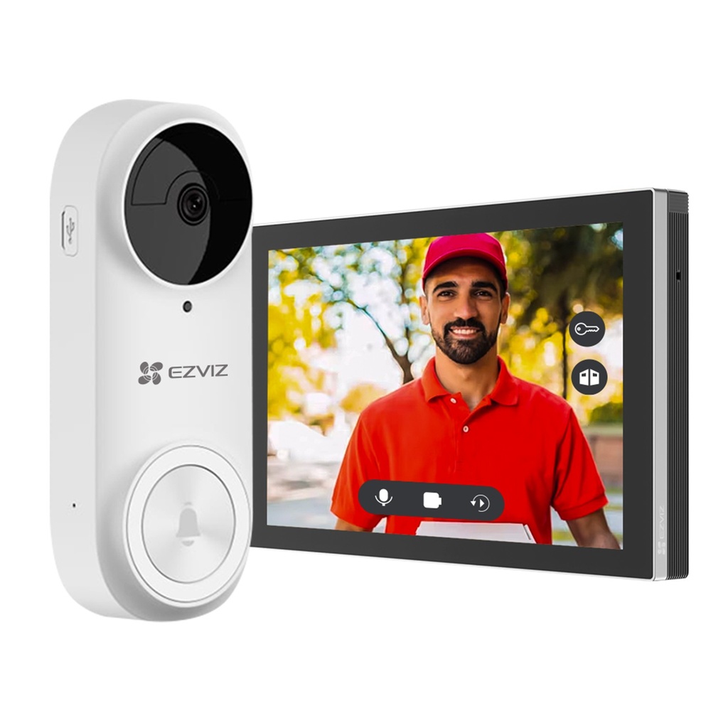 [KITVID01] Ezviz - Kit Video Portero Inalambico con Batería 5MP DB2 + Monitor Táctil Inteligente SD7