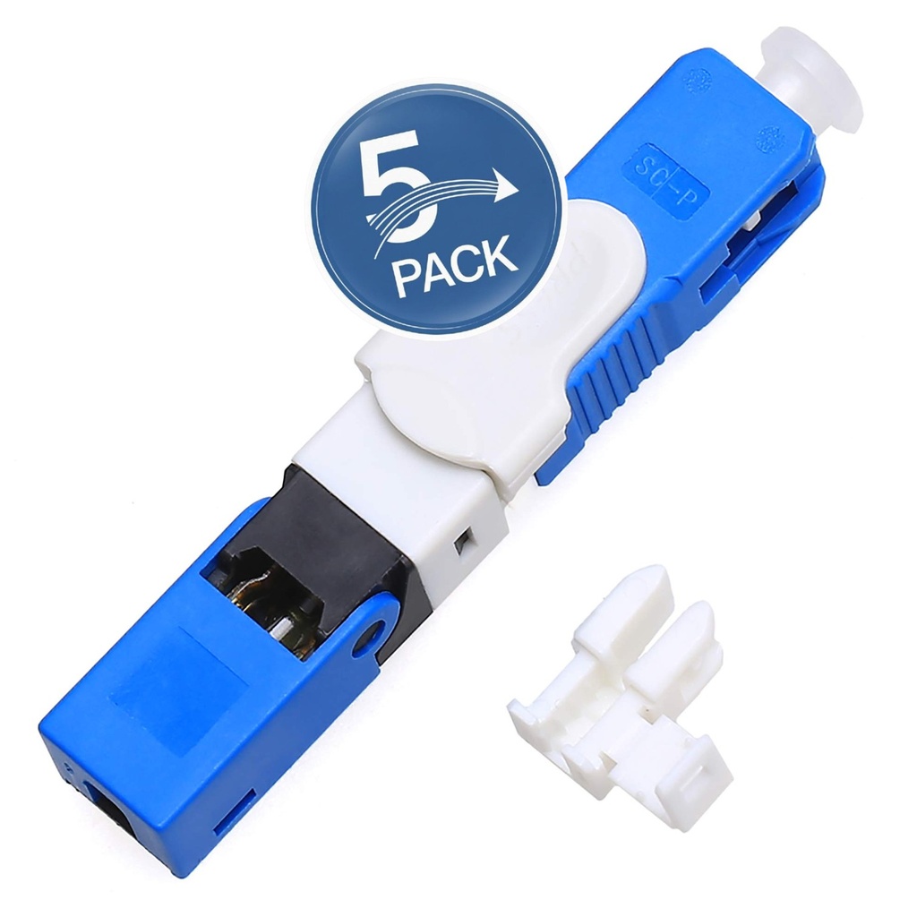 [WPF-CON-RAP-SC-UPC-5UND] Wireplus - Conector Rapido de Fibra Optica FTTH SC-UPC Azul [5 Unidades]