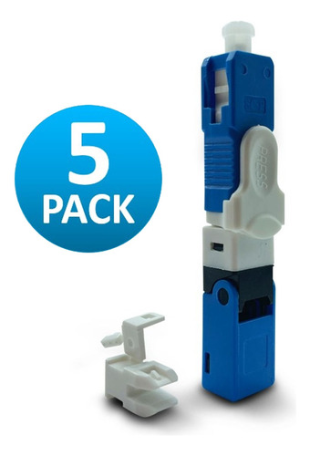 [WPF-CON-RAP-SC-UPC-5UND] Wireplus - Conector Rapido de Fibra Optica FTTH SC-UPC Azul [5 Unidades]