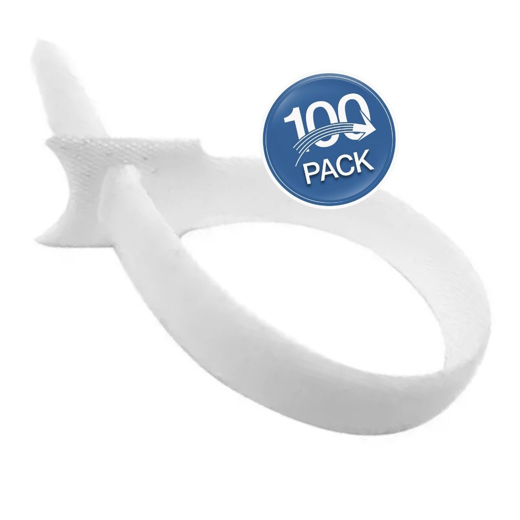 [WP-CINTAV-W12X20-100UND] Wireplus - Cinta Velcro Blanco 20cm [100 Unidades]