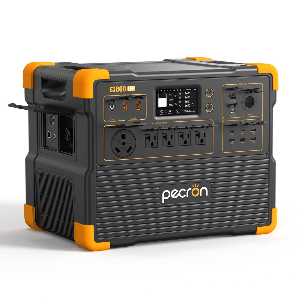 [E3600LFP] Pecron - Estación de Poder Portátil Inversor de Onda Sinusoidal Pura de CA de 3600W 3072Wh 32V 20Ah Batería LiFePo4 Central Electrica